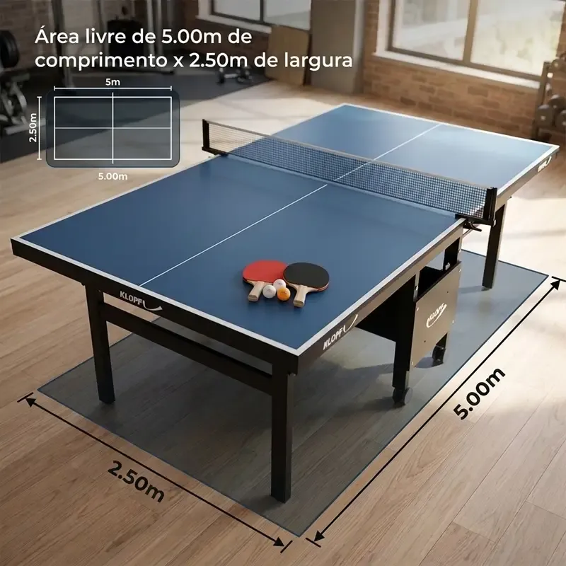 Espaço necessário para instalar a mesa de ping pong